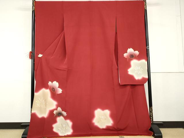 平和屋着物●豪華振袖　舞桜文　暈し染め　金彩　ロング丈　正絹　逸品　AABG7876cs