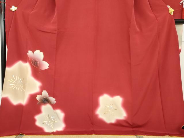 平和屋着物●豪華振袖　舞桜文　暈し染め　金彩　ロング丈　正絹　逸品　AABG7876cs_2