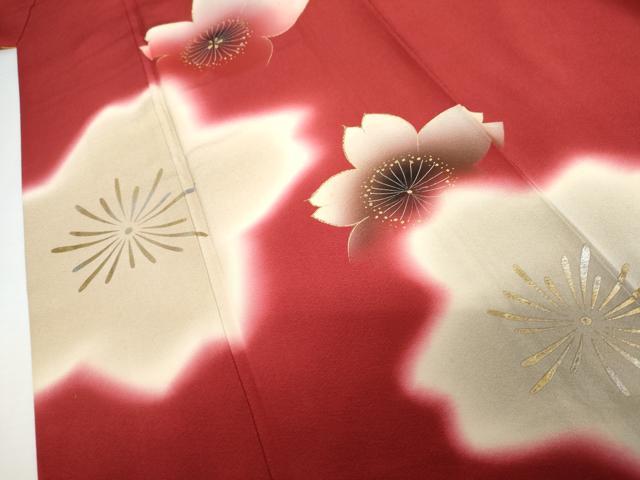 平和屋着物●豪華振袖　舞桜文　暈し染め　金彩　ロング丈　正絹　逸品　AABG7876cs_4