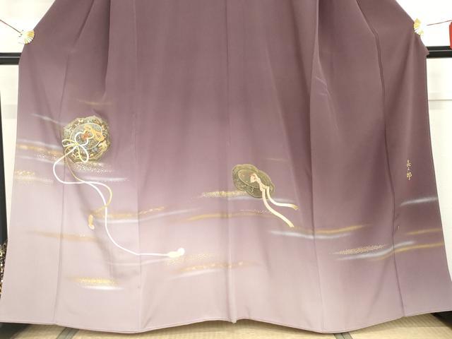 平和屋着物●人間国宝　福田喜三郎　色留袖　中国三大刺繍　相良刺繍　鏡裏鳳凰花蝶文　暈し染め　金糸　金彩　正絹　逸品　AABG7983cs_2