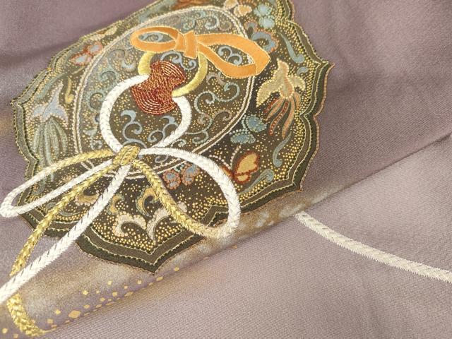 平和屋着物●人間国宝　福田喜三郎　色留袖　中国三大刺繍　相良刺繍　鏡裏鳳凰花蝶文　暈し染め　金糸　金彩　正絹　逸品　AABG7983cs_4