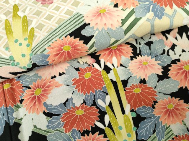 平和屋着物●本加賀友禅作家　東藤岳　黒留袖　笹梅花文　正絹　逸品　AABG7993cs_4