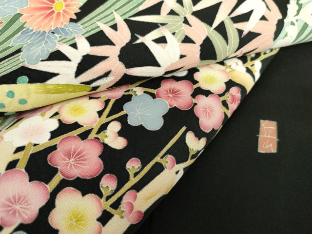 平和屋着物●本加賀友禅作家　東藤岳　黒留袖　笹梅花文　正絹　逸品　AABG7993cs_6