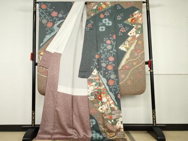 平和屋着物●豪華振袖　鴛鴦花文　ロング丈　正絹　逸品　AABG8005cs 平和屋着物○豪華振袖 鴛鴦花文 ロング丈 正絹 逸品 AABG8005csの通販