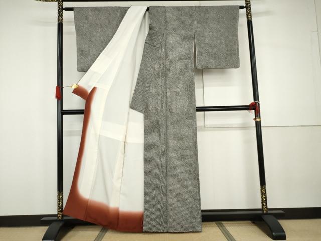 平和屋着物●大変加工の良い総絞り小紋　黒地　正絹　逸品　AABG8012cs_2