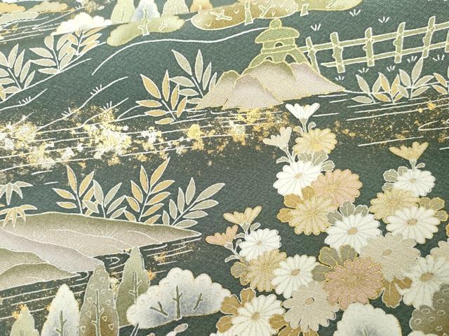 平和屋着物●訪問着　友禅　風景梅松花文　金彩　反端付き　正絹　逸品　AABG8022cs_5