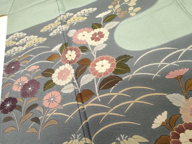 平和屋着物●訪問着　笹松芝花文　金彩　正絹　逸品　AABG8029cs_3