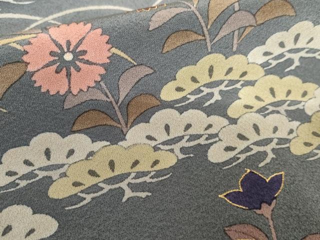 平和屋着物●訪問着　笹松芝花文　金彩　正絹　逸品　AABG8029cs_6