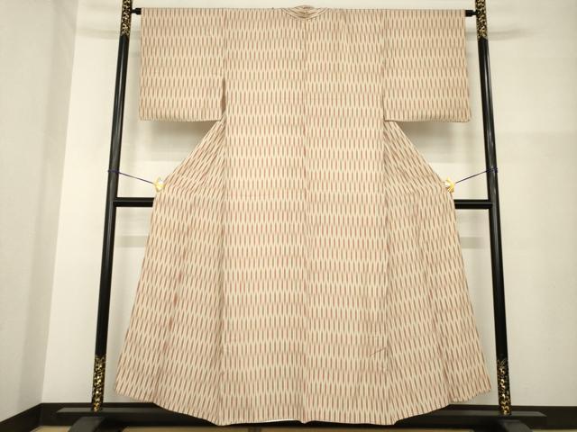 平和屋着物▽上質な小紋　単衣　矢羽根文　ますいわ屋扱い　正絹　逸品　AABG8437ck_1