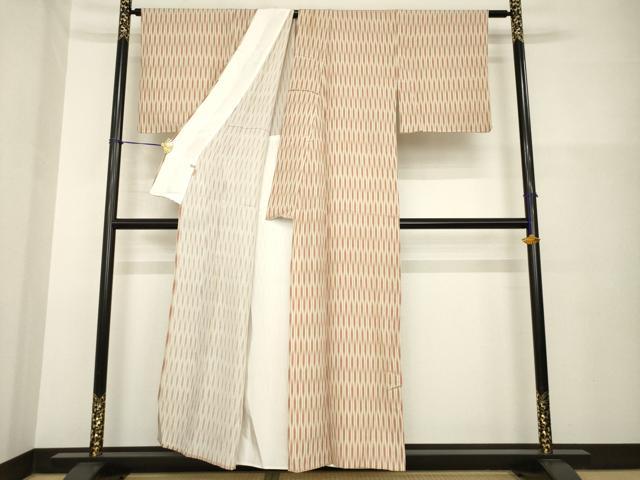 平和屋着物▽上質な小紋　単衣　矢羽根文　ますいわ屋扱い　正絹　逸品　AABG8437ck_2