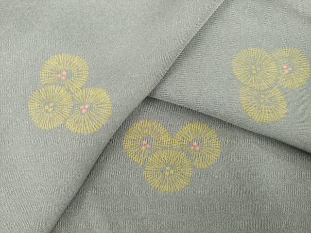 平和屋着物▽上質な小紋　単衣　舞花文　正絹　逸品　AABG8439ck