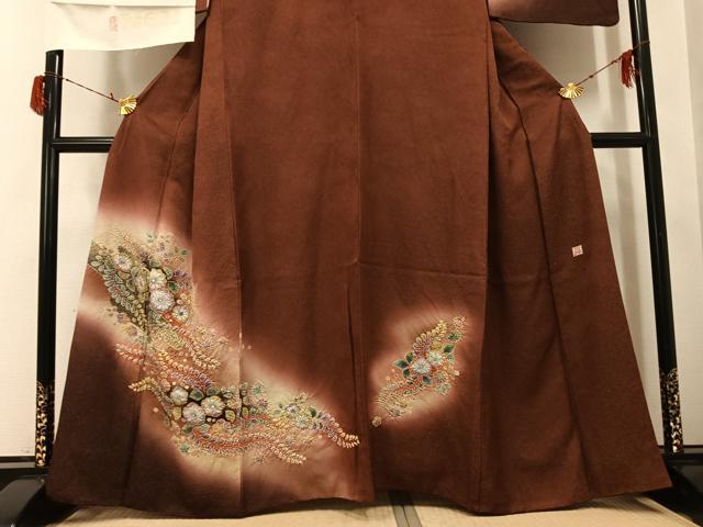 平和屋着物●伝統工芸士　寺谷昇　訪問着　絞り　辻が花　暈し染め　金通し地　丹後ちりめん　反端付き　正絹　逸品　AABG8524ph_2
