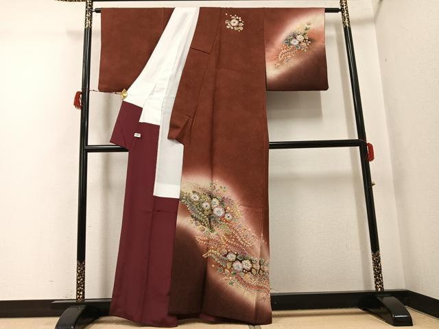 平和屋着物●伝統工芸士　寺谷昇　訪問着　絞り　辻が花　暈し染め　金通し地　丹後ちりめん　反端付き　正絹　逸品　AABG8524ph_1