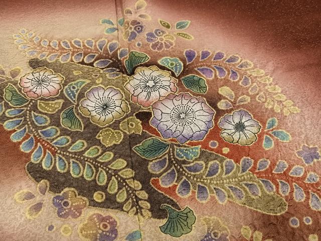 平和屋着物●伝統工芸士　寺谷昇　訪問着　絞り　辻が花　暈し染め　金通し地　丹後ちりめん　反端付き　正絹　逸品　AABG8524ph_3