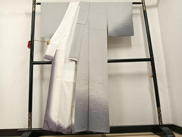 平和屋着物●訪問着　蘇州刺繍　波　暈し染め　金糸　さが美扱い　波留美　丹後ちりめん　正絹　逸品　AABG8535ph_1
