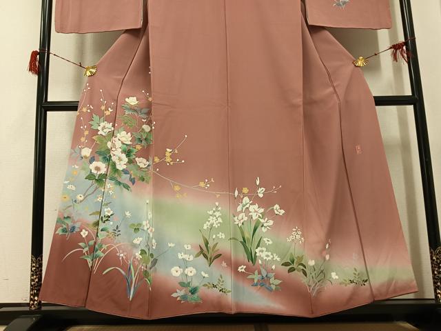 平和屋着物●訪問着　作家物　枝花文　暈し染め　正絹　逸品　AABG8536ph_2