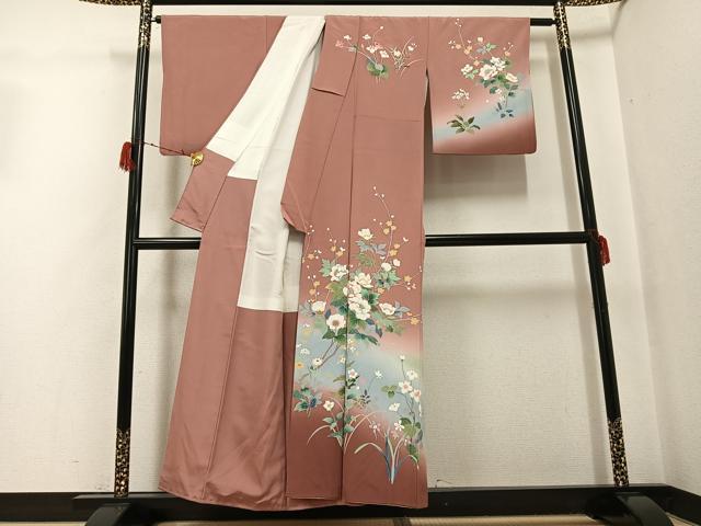 平和屋着物●訪問着　作家物　枝花文　暈し染め　正絹　逸品　AABG8536ph_1