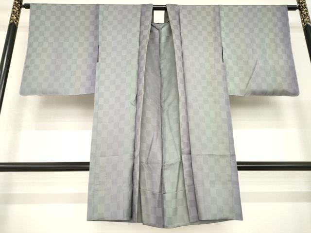 平和屋着物▽羽織　スリーシーズン　春夏秋　塵除け　市松間道　暈し染め　正絹　逸品　未使用　AABG8620ck 平和屋着物▽男性 長羽織 スリーシーズン 春夏秋 塵除け 霞紋紗 正絹