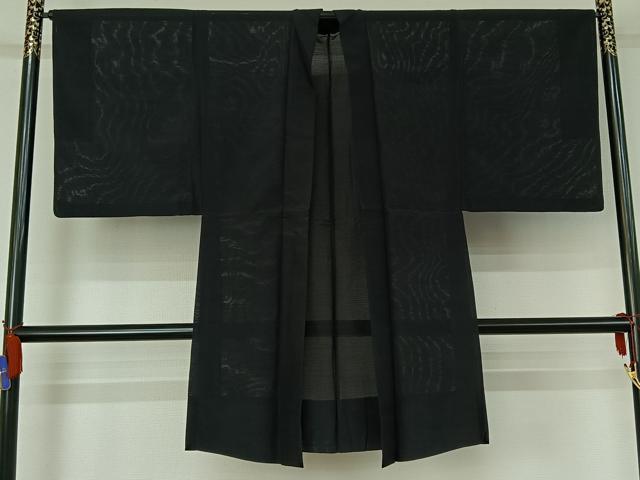 平和屋着物▽男性　羽織　スリーシーズン　春夏秋　塵除け　暗黒色　正絹　逸品　AABG8644jh