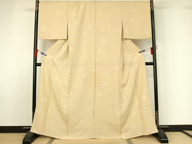 平和屋着物▽上質な小紋　単衣　舞花文　正絹　逸品　AABG8695jh_1