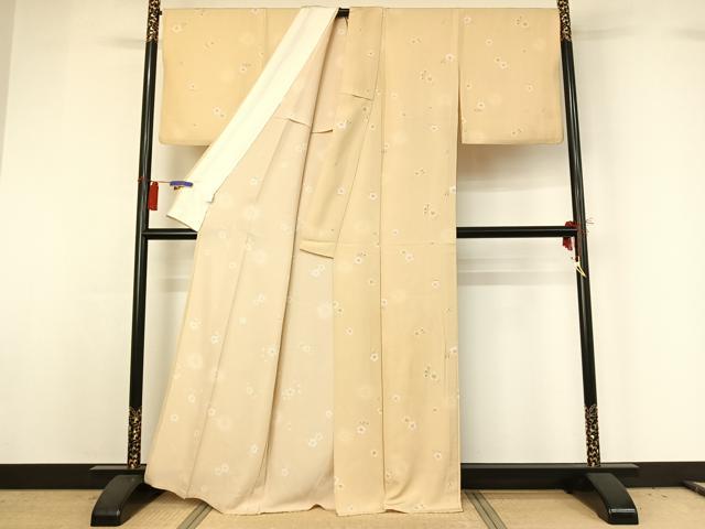 平和屋着物▽上質な小紋　単衣　舞花文　正絹　逸品　AABG8695jh_2
