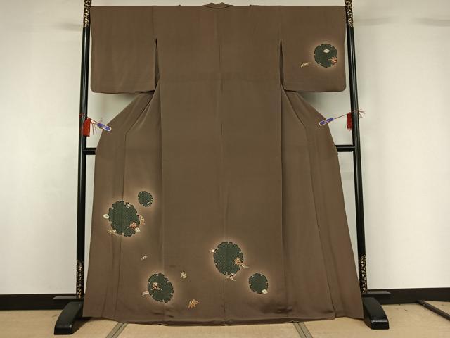 平和屋着物▽訪問着　単衣　友禅　雪輪宝尽くし文　金彩　正絹　逸品　AABG8696jh