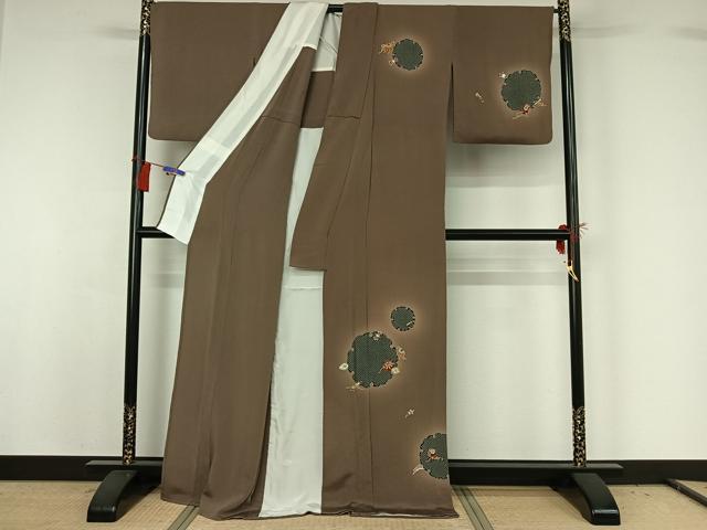 平和屋着物▽訪問着　単衣　友禅　雪輪宝尽くし文　金彩　正絹　逸品　AABG8696jh_1