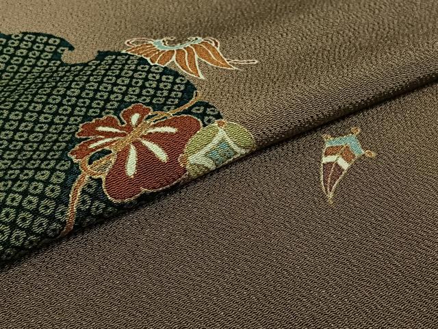 平和屋着物▽訪問着　単衣　友禅　雪輪宝尽くし文　金彩　正絹　逸品　AABG8696jh_4