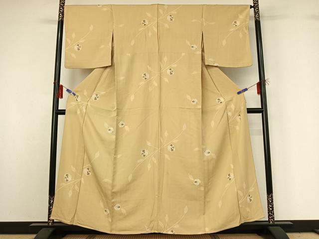 平和屋着物▽上質な小紋　単衣　雪輪花文　正絹　逸品　AABG8720jh_1