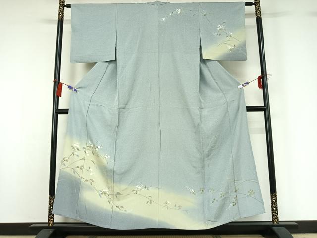 平和屋着物▽訪問着　単衣　枝花文　暈し染め　正絹　逸品　AABG8734jh