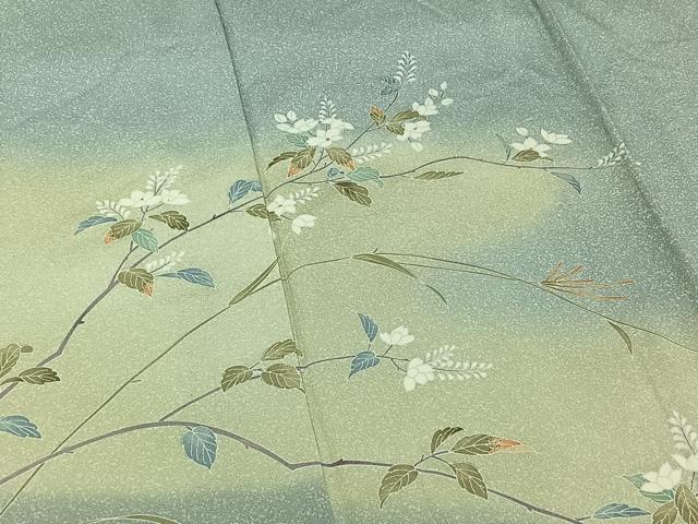 平和屋着物▽訪問着　単衣　枝花文　暈し染め　正絹　逸品　AABG8734jh_3