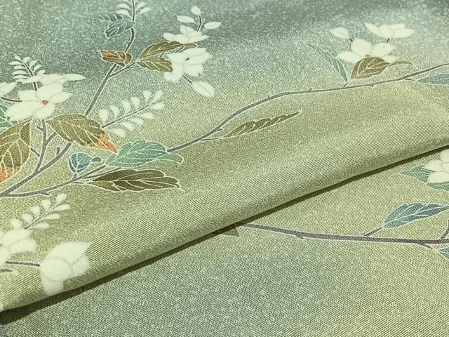平和屋着物▽訪問着　単衣　枝花文　暈し染め　正絹　逸品　AABG8734jh_4