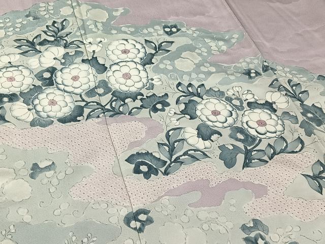 平和屋着物▽訪問着　単衣　手描き　辻が花　正絹　逸品　AABG8755jh_3
