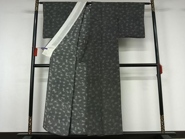 平和屋着物▽江戸小紋　単衣　鮫小紋柄　暈し染め　黒地　正絹　逸品　AABG8756jh_2