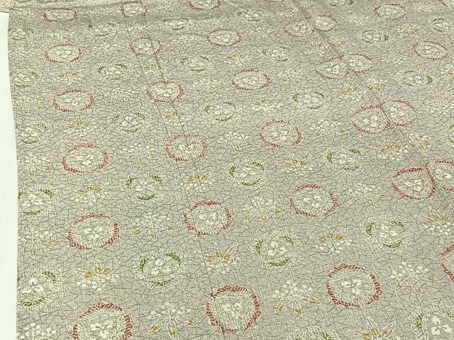 平和屋着物▽上質な小紋　単衣　草花文　西武百貨店扱い　正絹　逸品　AABG8776jh_2