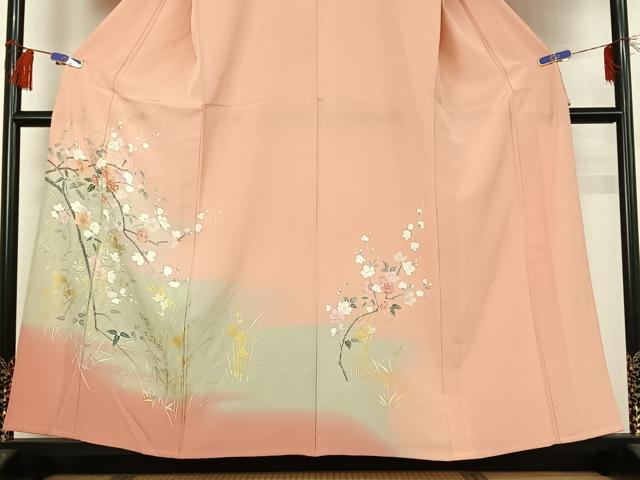平和屋着物▽訪問着　単衣　枝花文　暈し染め　金彩　正絹　逸品　AABG8787jh_2