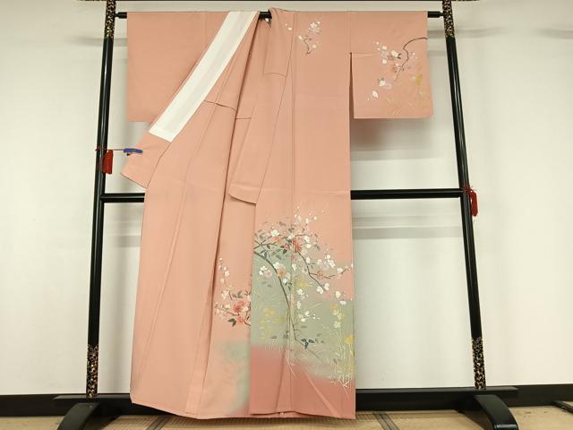 平和屋着物▽訪問着　単衣　枝花文　暈し染め　金彩　正絹　逸品　AABG8787jh_1