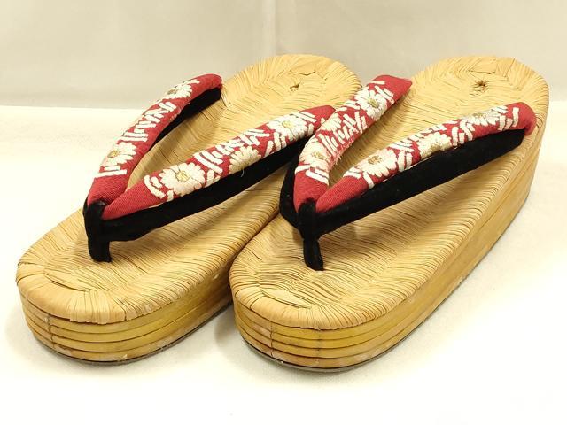 平和屋着物●和装小物　和装草履　厚底草履　畳表　刺繍　金糸　逸品　AABG8911ay 平和屋着物○和装小物 和装草履 厚底草履 畳表 刺繍 金糸 逸品