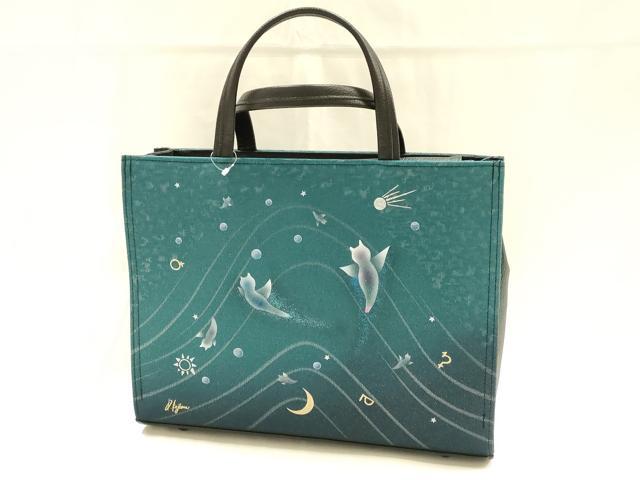 平和屋着物●和装小物　和装バッグ　ハンドバッグ　京都 聖jin苑　児島廣和　クリオネ　惑星　金銀彩　逸品　未使用　AABG8912ay