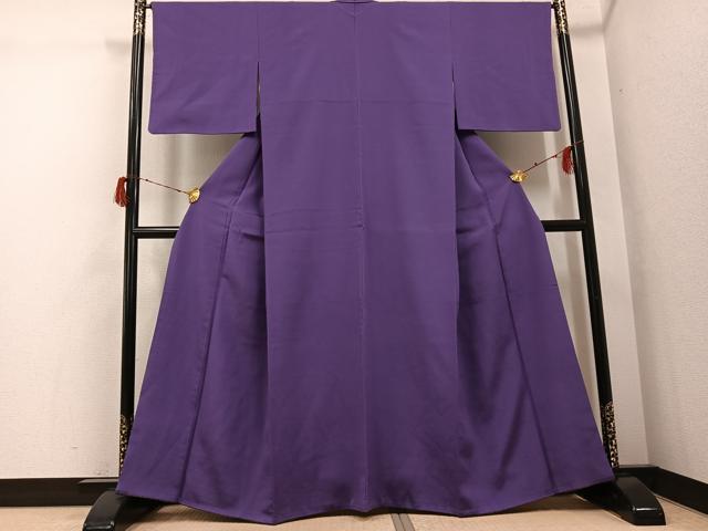 平和屋着物●上質な色無地　江戸紫色　正絹　逸品　AABG9010ph