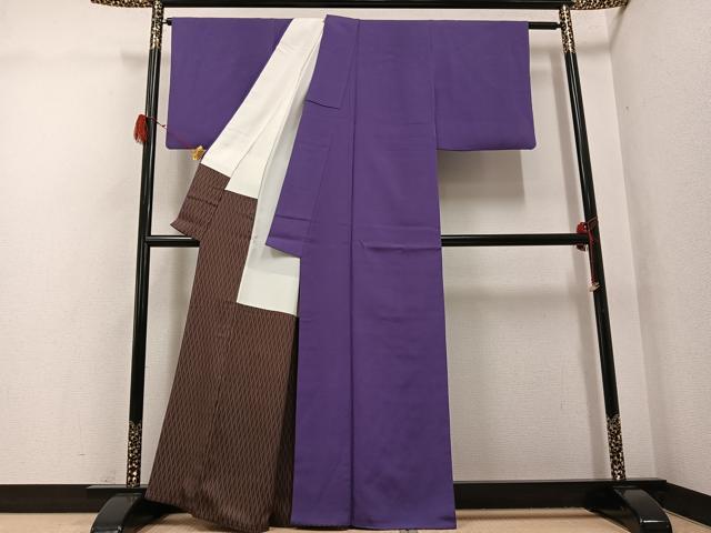 平和屋着物●上質な色無地　江戸紫色　正絹　逸品　AABG9010ph 平和屋着物○上質な色無地 江戸紫色 正絹 逸品 AABG9010phの通販はau