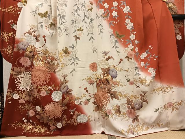 平和屋着物●豪華振袖　鳳凰花鼓舞蝶文　暈し染め　金彩　正絹　逸品　AABG9015ph_2