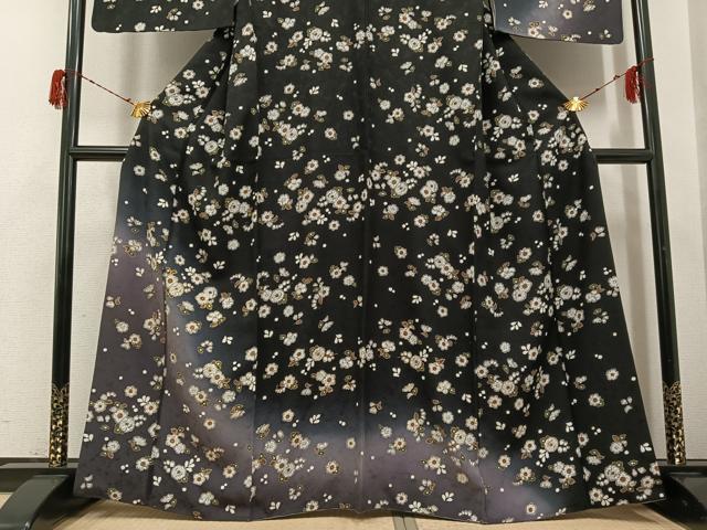 平和屋着物●訪問着　辻が花　暈し染め　黒地　金彩　正絹　逸品　AABG9021ph_2