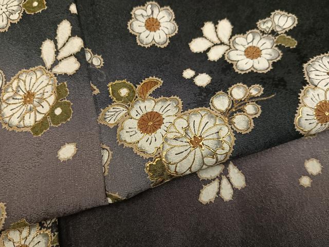 平和屋着物●訪問着　辻が花　暈し染め　黒地　金彩　正絹　逸品　AABG9021ph_4