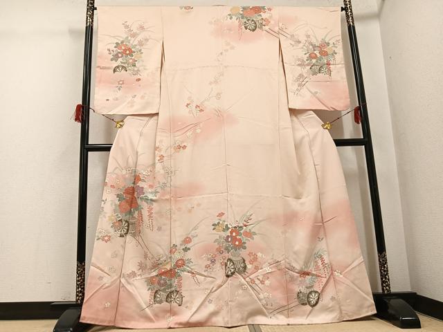 平和屋着物●訪問着　友禅　刺繍　花車文　暈し染め　金彩　正絹　逸品　AABG9030ph 30,420円