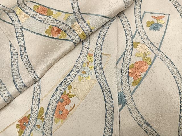 平和屋着物●訪問着　刺繍　立涌草花文　正絹　逸品　AABG9031ph_8