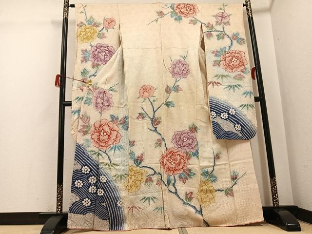 平和屋着物●豪華振袖　総絞り　草花文　正絹　逸品　AABG9035ph