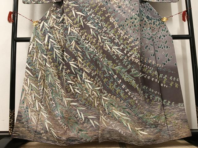 平和屋着物●訪問着　絞り　草木文　暈し染め　金彩　正絹　逸品　AABG9044ph_2