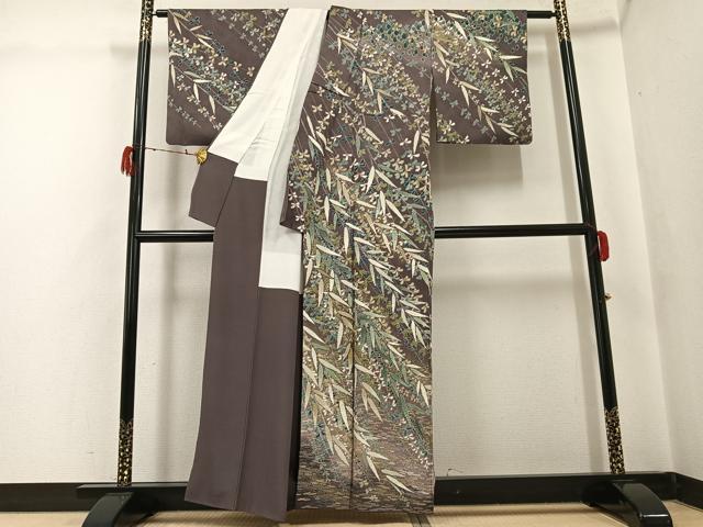 平和屋着物●訪問着　絞り　草木文　暈し染め　金彩　正絹　逸品　AABG9044ph_1