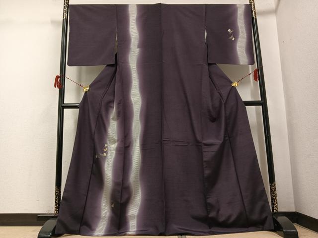 平和屋着物●訪問着　紬地　竹屋町刺繍　間道　暈し染め　金銀彩　正絹　逸品　AABG9054ph